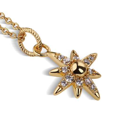 Gold Plated Star Pendant with Clear Stones