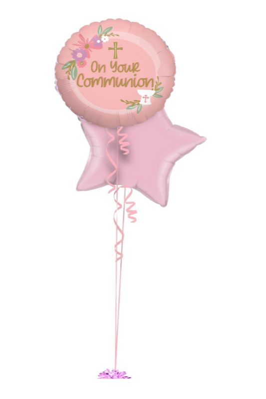 Pink Communion Balloon Bouquet 🎈🌸