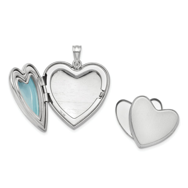 Sterling Silver 24mm Footprints Heart Locket
