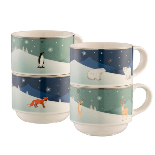 AYNSLEY WINTER ANIMALS STACKING MUGS