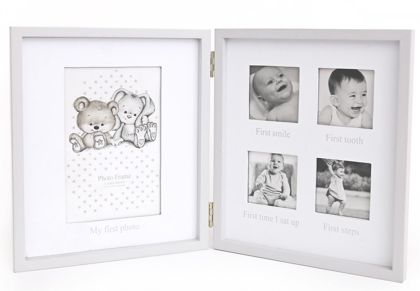 Baby 4 Aperture Double Wooden Photo Picture Frame ~ My Firsts Photo Frame - A & M News and Gifts