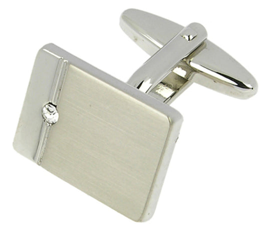 Tipperary Crystal Silver Horizontal Line Single Crystal Cufflink