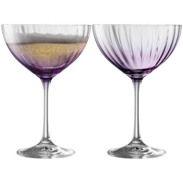 ERNE SAUCER CHAMPAGNE GLASS PAIR AMETHYST - A & M News and Gifts