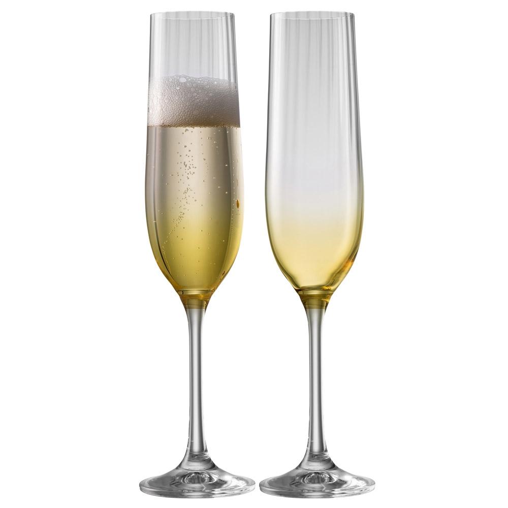 GALWAY CRYSTAL ERNE FLUTE SET OF 2 IN AMBER - A & M News and Gifts