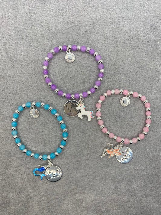 Girls Silver Plated Mystical Bead Bracelets