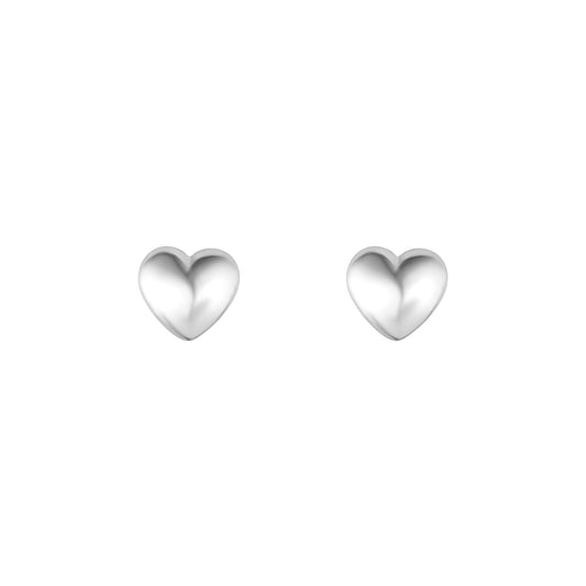 SILVER SOLID HEART STUD EARRINGS - A & M News and Gifts