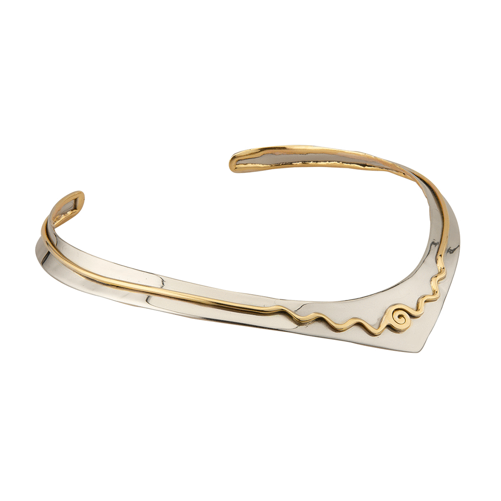 Silver "V" Torque With Gold Spiral - A & M News and Gifts