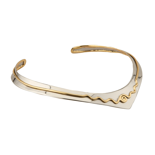 Silver "V" Torque With Gold Spiral - A & M News and Gifts
