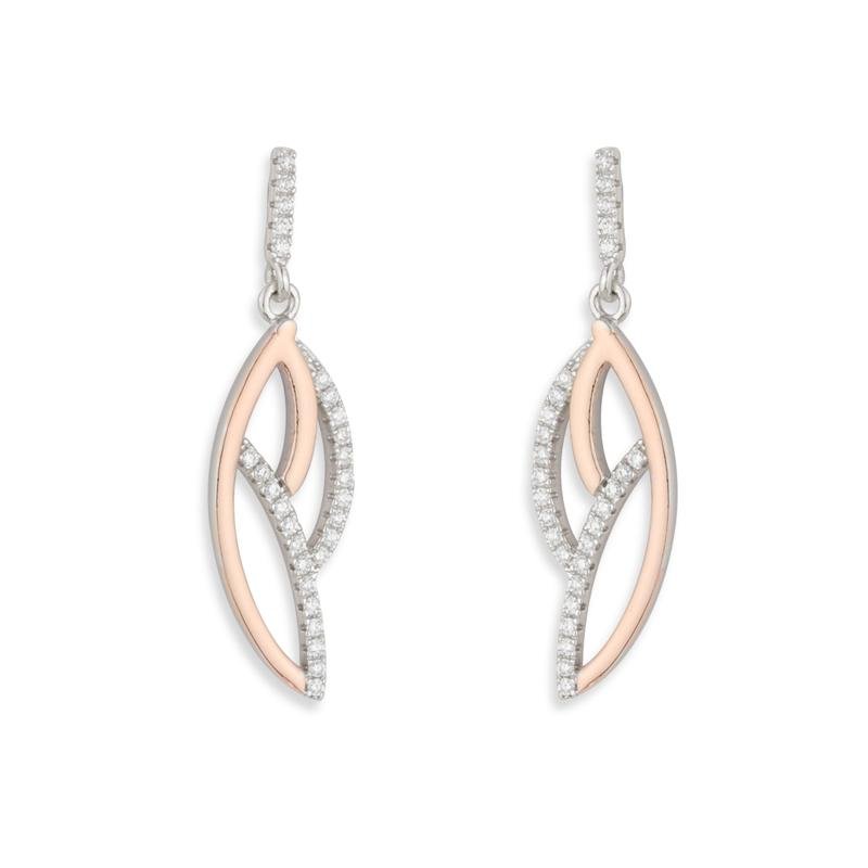 Sterling silver drop earring,crystal & rose multi line drop - A & M News and Gifts
