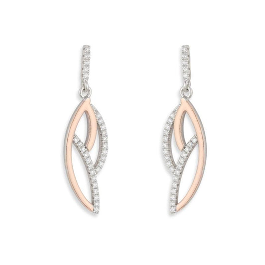 Sterling silver drop earring,crystal & rose multi line drop - A & M News and Gifts