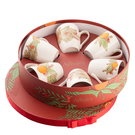 Aynsley Christmas Wreath Set of 6 Mugs