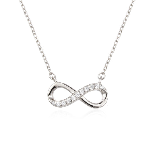Infinity Necklace with Cubic Zirconia – Silver