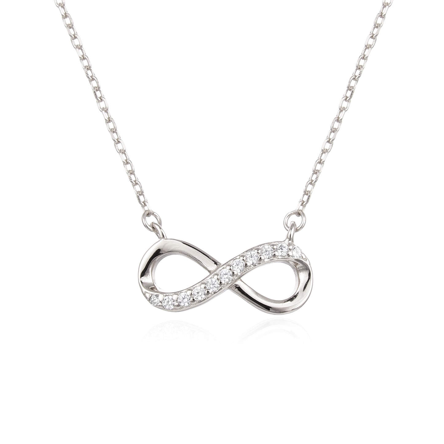 Infinity Necklace with Cubic Zirconia – Silver