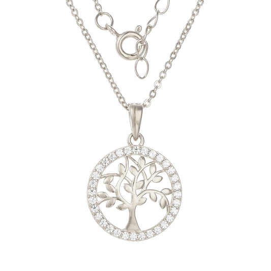 Tree of Life Pendant with Cubic Zirconia – Silver