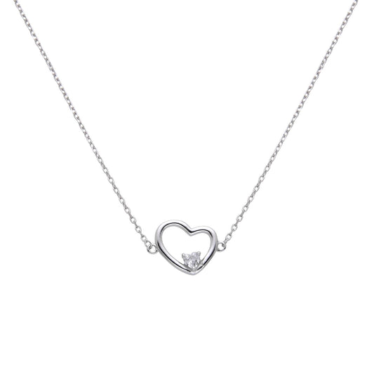Sterling Silver Heart and Stone Necklace