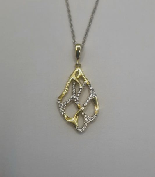 Paul Costelloe Sterling silver pendant, crystal & rose weaved drop