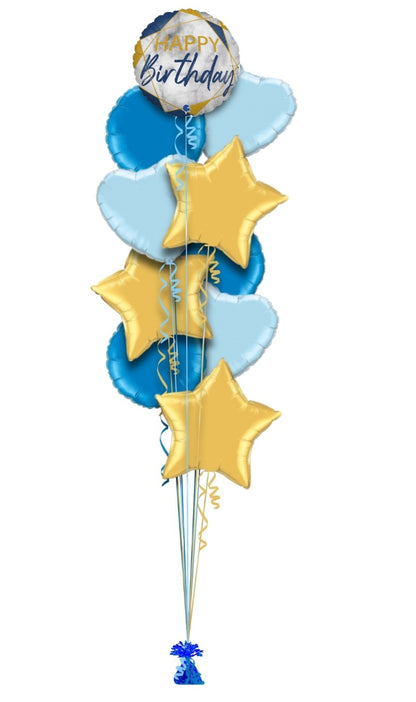 Birthday Blue & Gold helium balloon - A&M News and Gifts, Kells, County Meath