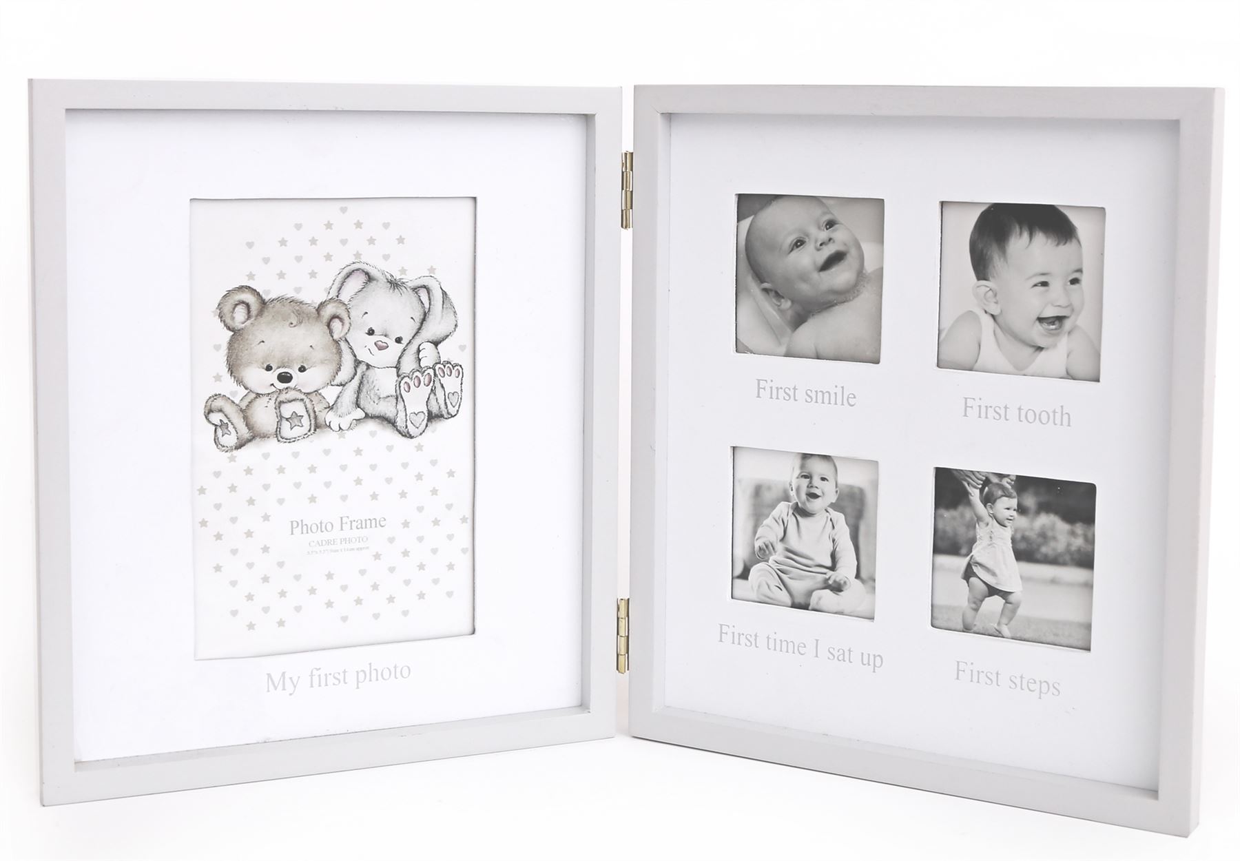 Baby 4 Aperture Double Wooden Photo Picture Frame ~ My Firsts Photo Frame - A & M News and Gifts