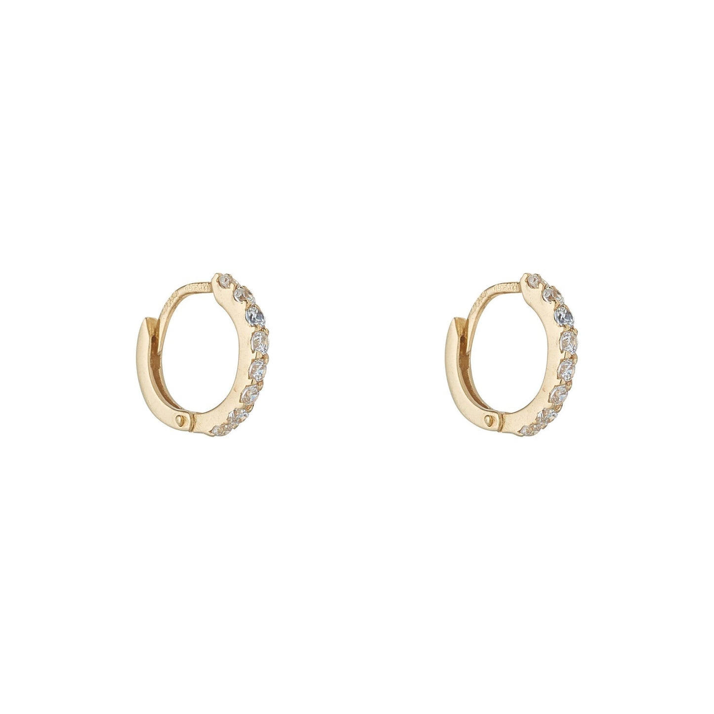 GOLD CUBIC CLAW SET 10MM HUGGIE EARRING - A & M News and Gifts