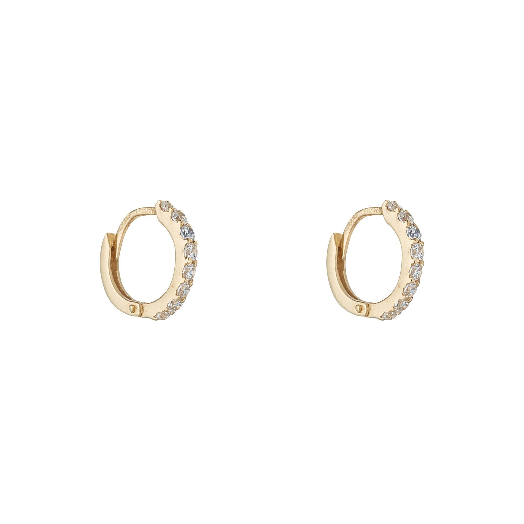 GOLD CUBIC CLAW SET 10MM HUGGIE EARRING - A & M News and Gifts