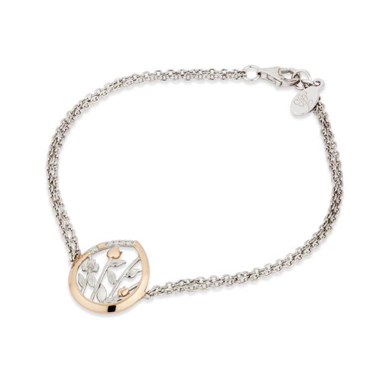 Jean Butler Jewelry - Sterling Silver 18k Rose Gold Plated Meadows Irish Bracelet With CZ - A & M News and Gifts
