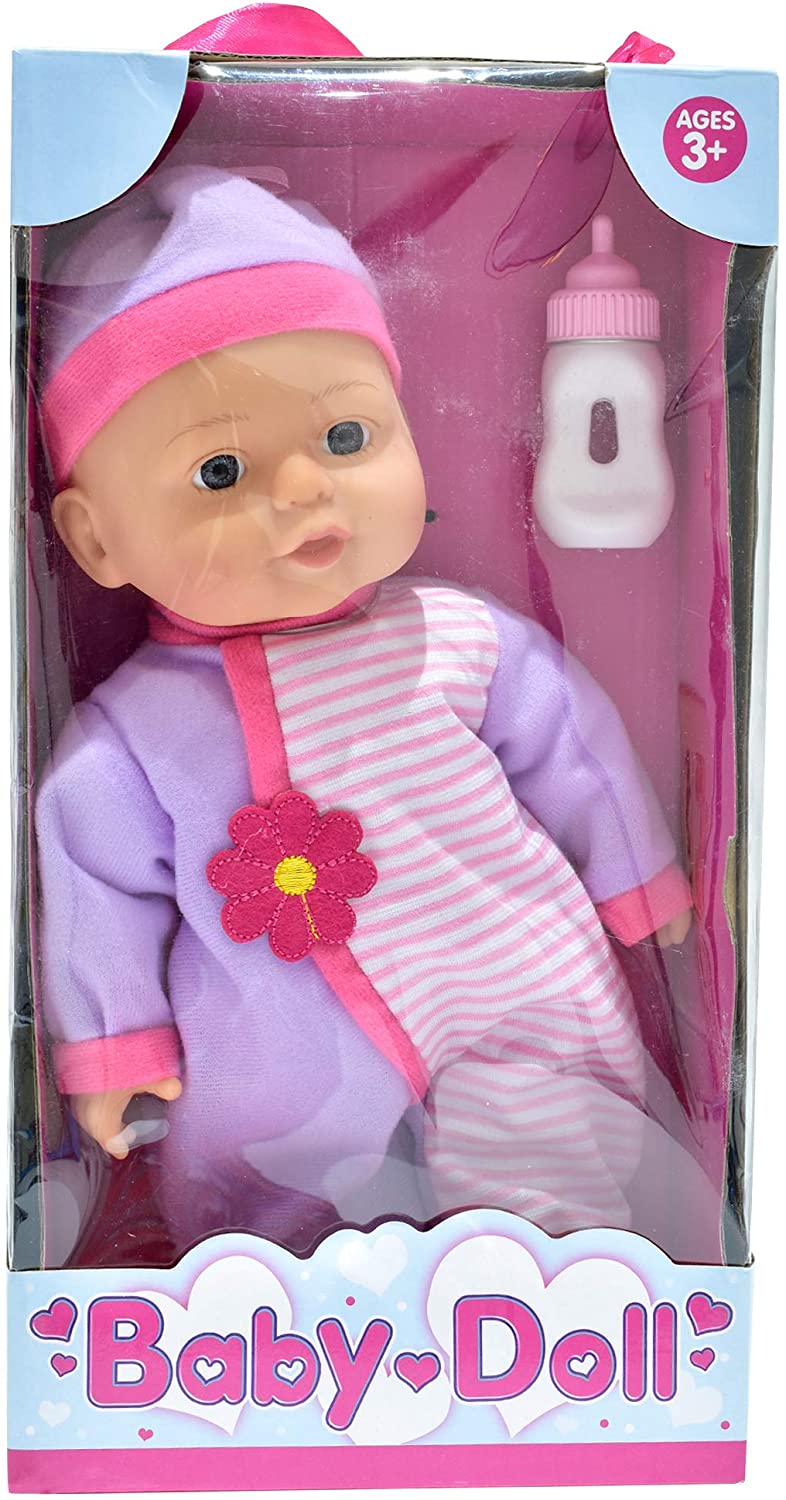 KandyToys 13" Vinyl Soft Bodied Baby Doll with Bottle - A & M News and Gifts
