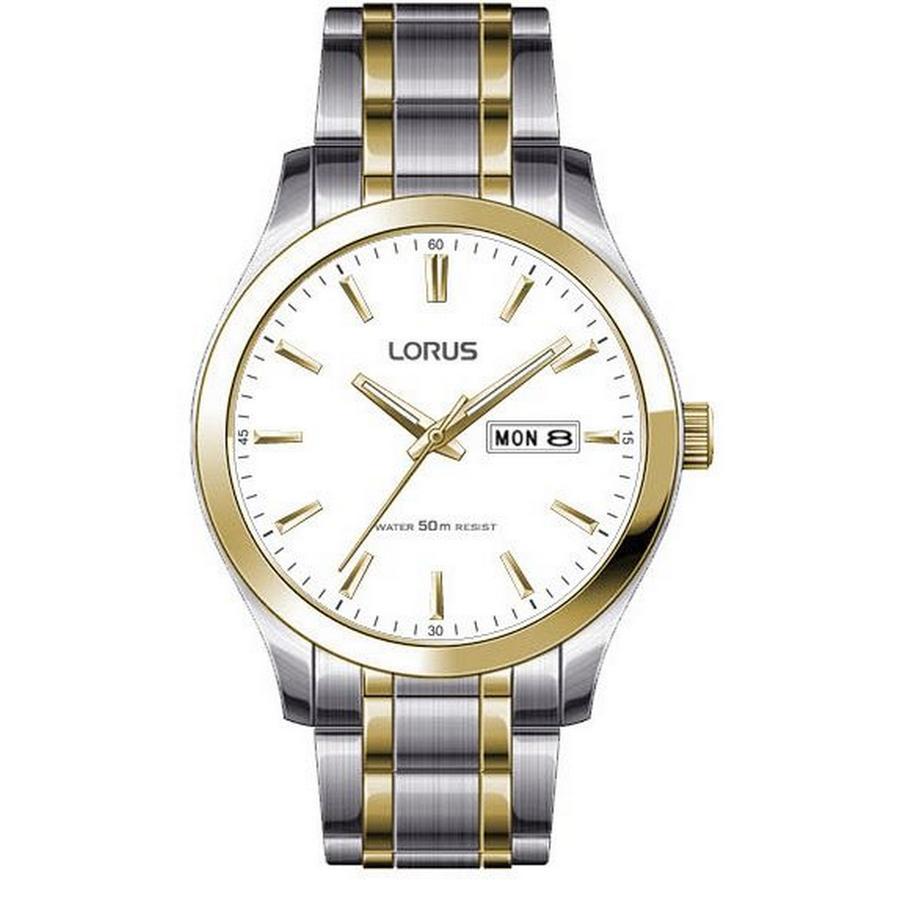 LORUS QUARTZ GENTS TWO TONE WHITE DIAL BRACELET WATCH - A & M News and Gifts