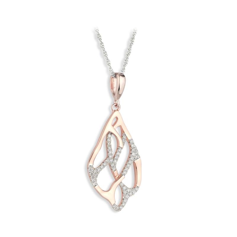 Paul Costelloe Sterling silver pendant, crystal & rose weaved drop - A & M News and Gifts