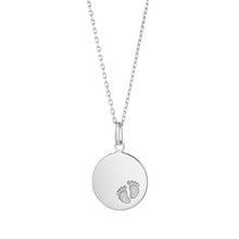 Load image into Gallery viewer, STERLING SILVER BABY FOOTPRINT SOLID DISC PENDANT - A &amp; M News and Gifts
