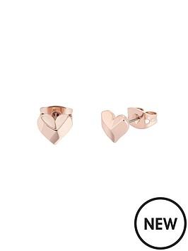 TED BAKER Felisi Faceted Heart Stud Earring - Rose Gold - A & M News and Gifts