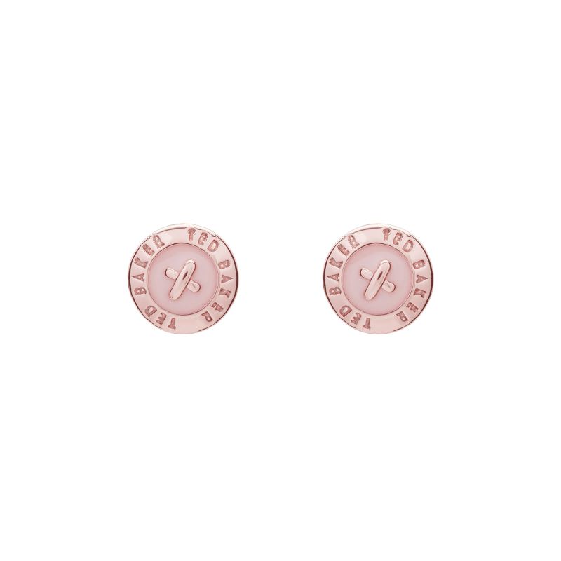 TED BAKER-MINI BUTTON PINK EARRING - A & M News and Gifts