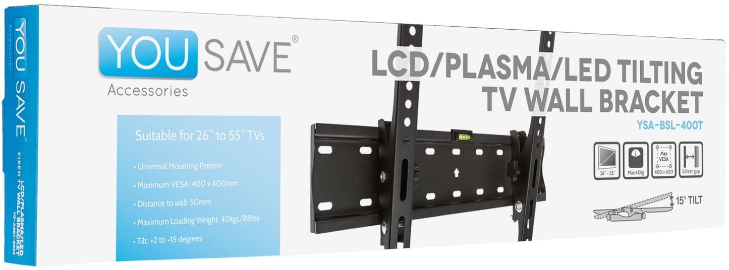 Yousave Accessories Slim Compact TV Wall Bracket for 26” to 55” LED, LCD and Plasma Flat Screen Televisions - A & M News and Gifts